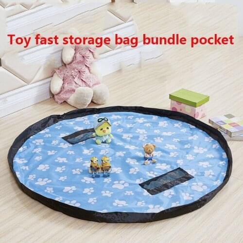 Super capacity baby toy storage bag bundle mouth childrens toys quick finishing bag building blocks toy finishing mat washable