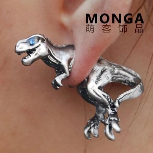 Dinosaur 3D Fashion Anime Cartoon Earring Cute Animal Stud Earrings For Women Girls Kids Jewelry XMAS New Gift