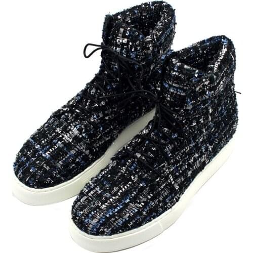 Fashion Hot Weave Cloth Shinny Lace Winter Warm Boots High top Leisure Boots Mens Shoes