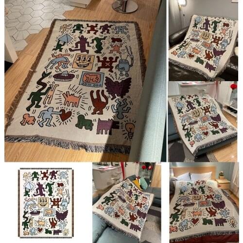 Messy Puzzle Outdoor Throw Blanket Sofa Covers Chic Cobertor Decorations For Home Dust Cover Air Conditioning Blankets For Bed