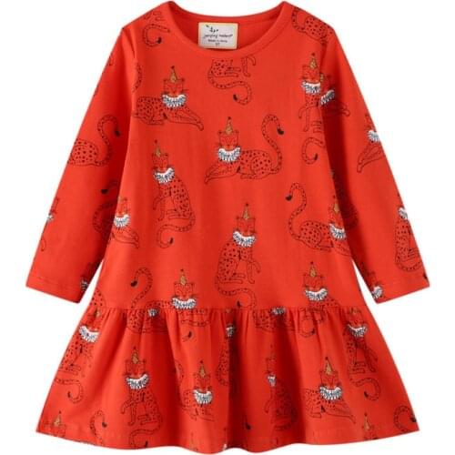 Jumping Meters New Arrival Princess Tutu Cotton Dresses for Autumn Spring Baby Girls Clothing Animals Cartoon Print Party Dress