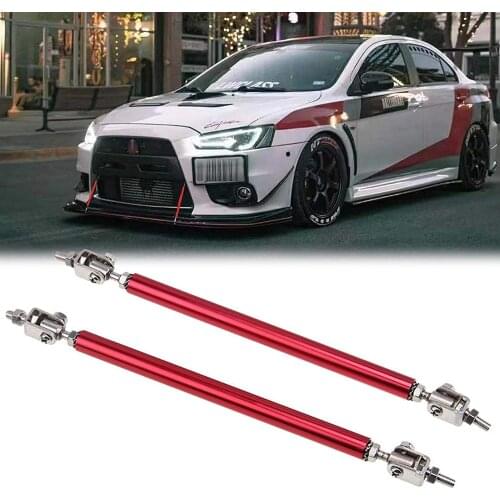 2PCS Red Adjustable 6"-9" Front Bumper Lip Splitter Diffuser Strut Rod Tie Support Bars For Mitsubishi Lancer Car Styling 15cm