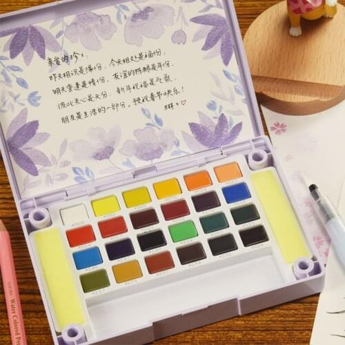 Sakura Macaron Pastel Colour Box Talens Petit Color Transparent Solid Watercolor Paint Gouache Paint 24 Colors Set