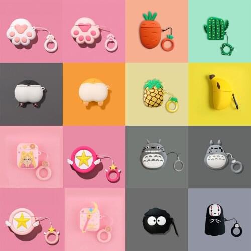 Cute 3D Cartoon Silicone Earphone Case For Apple Airpods Wireless Bluetooth Headset Cases For Airpods 2 Protective Cover Funda