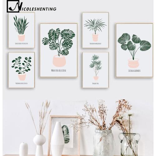 Scandinavian Green Plant Leaf Wall Art Canvas Posters Nordic Style Prints Painting Decorative Pictures Modern Home Decoration