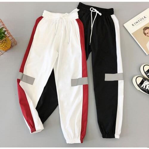 Track Pants reflective Trousers Sports Exercise Pants Fashion Korean Style Clothes Womens Aesthetic Pant 2020 Joggers for Ladies