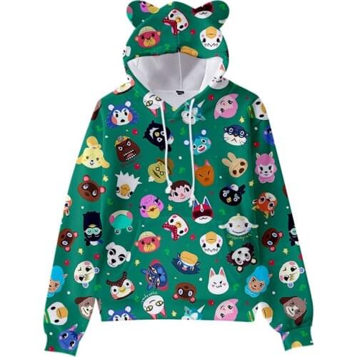 Spring Autumn Childrens hoodie with Cat Ears Animal Crossing Hoodies 3D Horizons Happy Home Designer Tom Nook Leaf Clothing