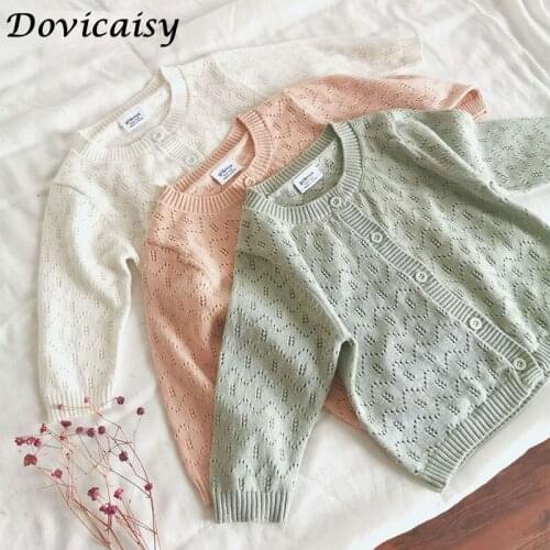 INS Spring Baby Girl Hollow Knitted Sweater Cardigans Toddler Newborn Long Sleeves Jackets Children Knitted Coat Tops