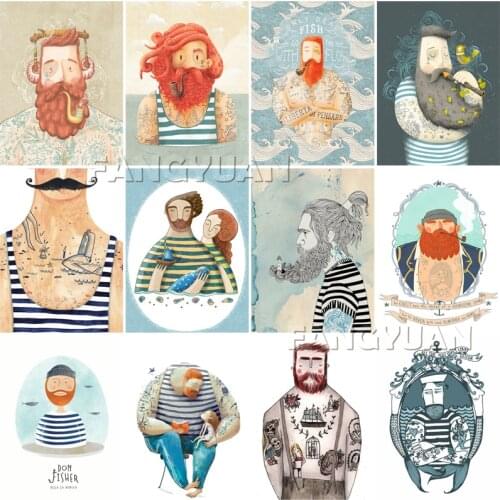 Funny Cartoon Man Diamond Embroidery 5D Diy Full Square Round Diamond Painting Mosaic Wall Art Home Decoration Handmade Gif