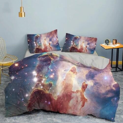 ZEIMON Starry Planet 3D Bedding Set Single Double King Size 2/3PCS Duvet Cover Set Quilt Cover Pillow Case Bed Set Polyester
