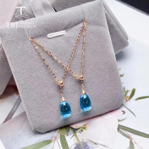 2020 new 14k rose gold pendant necklace fashion design with natural blue topaz brazil amethyst gemstone pendant for girls tbj