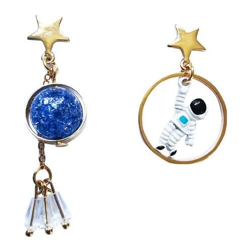 BOEYCJR Universe Planet Alloy Astronaut Galaxy Dangle Earrings Fashion Jewelry Novel Drop Party Earrings For Women