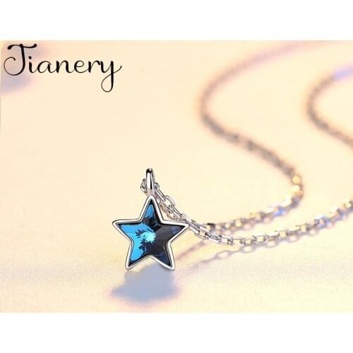 JIANERY Bohemian Vintage Silver Color Crystal Star Necklaces For Women Charm Choker Necklace Boho Jewelry 2019 New