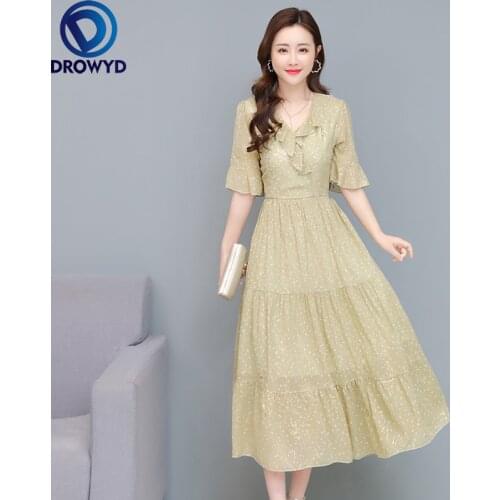 Womens Boho Beach Maxi Dresses Short Sleeve Long Dresses Loose Plus Size Casual Fashion A-LINE Mid-Calf Chiffon Party Vestidos