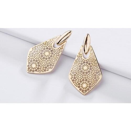 ZWPON 2019 Brand KS Gold Filigree Arrow Earrings for Women Fashion Famous Designer Teardrop Earring Jewelry Valentines Day Gift