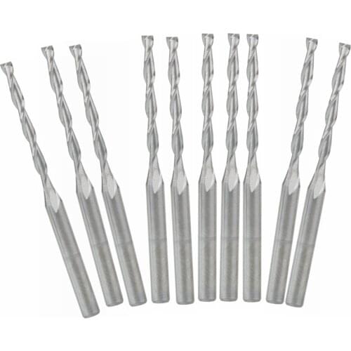 10pcs 3.175x2x22mm Silver CNC Milling Double Flute Router Bits Pack