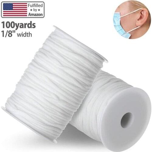 100 Meters Black White Sewing Band String Face Mask Rope Ear Cord Belt Round Elastic Band Rubber Cord DIY Clothing Accessory