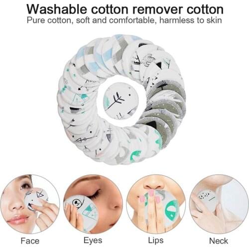 12Pcs Makeup Remover Pads Reusable Cotton Facial Remover Double Layers Cartoons Skin Cleaning Pads Washable with Laundry Bag