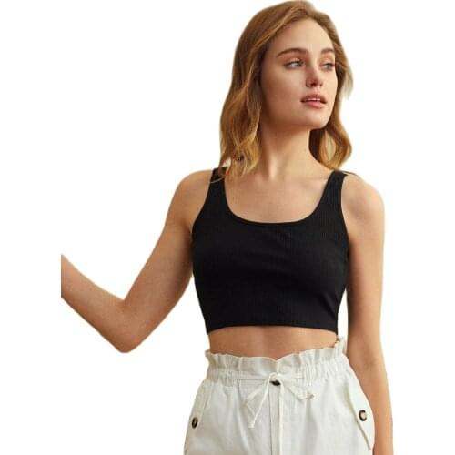 2021 Fashion Black Strap Bustier T-Shirt Seamless Summer Women Sexy Sweet Beauty Comfortable Slim Cheap Sporty