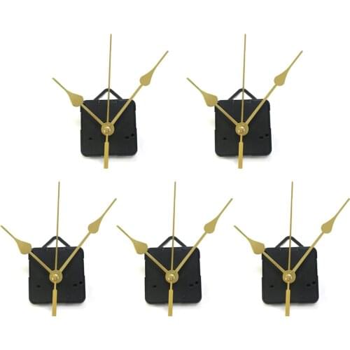 5 sets, Mute Quartz Clock Movement Kit / DIY Wall Clock Movement / Home Decoration Clock Core Heart Golden Metal hand
