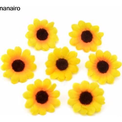 500pcs 3.5cm Silk Sunflower Artificial Flower Head For Wedding Decoration Headmade Scrapbooking Accessories Fake flowers