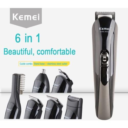 Kemei 6 In 1 Hair Clipper Barber Electric Shaver Full Set Family Personal Care Bread Razor Cutters Professional Nose Trimmer 35D