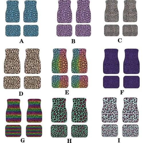 Aimaao Car Floor Mats Leopard Print Black Set of 4 Floor Mats for Car for Women and Men All Season Universal Car/Truck/SUV