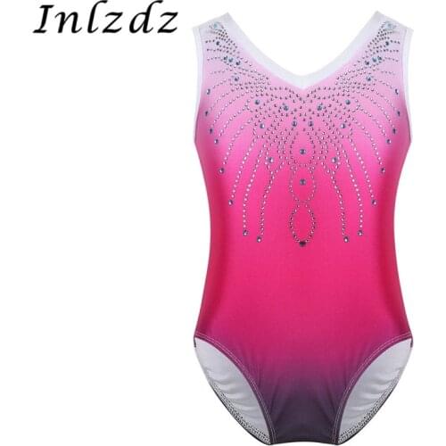 Ballet Leotard Costumes For Kids Girls Ballerina Tutu Bodysuit Sleeveless Shiny Ballet Dancewear Gymnastics Swimsuit for Dancing
