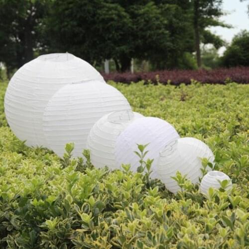 White Round Paper Lantern Wedding Birthday Party Decoration Holiday Supplies Paper Lamp Halloween Decor 4" 6" 8" 10" 12" 14" 16"