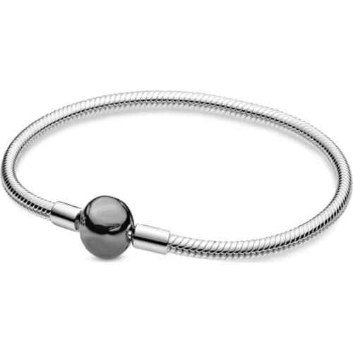 Authentic 925 Sterling Silver Moments Oxidised Ball Fashion Bracelet Fit Pandora Women Bead Charm Bangle Gift DIY Jewelry