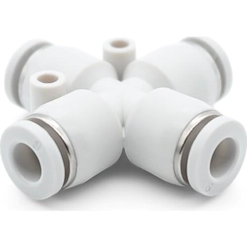 PZA cross type four-way quick connector quick plug-in air distributor pneumatic fittings 4-12mm white boutique series connector