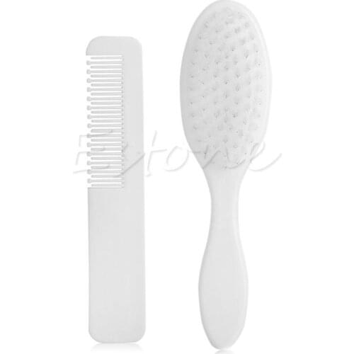 W3JF Baby Hair Brush & Comb Set in White Soft Gentle for Babies Toddlers Essentials