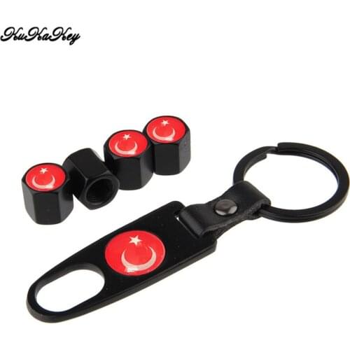 Turkey Flag Car Tire Caps Moto Bicycle Valve Cover For Porsche Cayenne Panamera Cayman Boxster Anti-theft Dustproof AirTight Cap