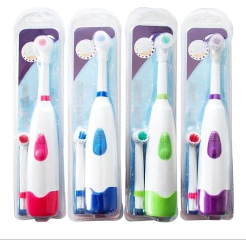 1 Set Electric Toothbrush With 2 Brush Heads Oral Care Soft Fur No Rechargeable Teeth Brush For Children Adults Whirl Brush Head