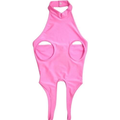 Erotic Fetish Body Suit Sexy Cupless Crotchless Shaperwear Lingerie Femme Black Lycra Shiny Catsuit Gothic Women Porno Costume