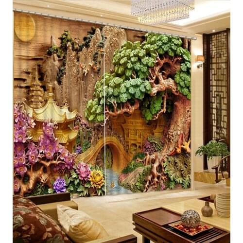 Customized size Luxury Blackout 3D Window Curtains For Living Room relief curtains Blackout curtain