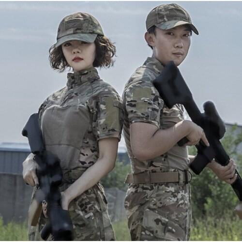 Camo Tactical T Shirt Army Fan Combat Training Uniform Military Tops Outdoor Hiking Camping Hunting Stretch Breathable T-shirt