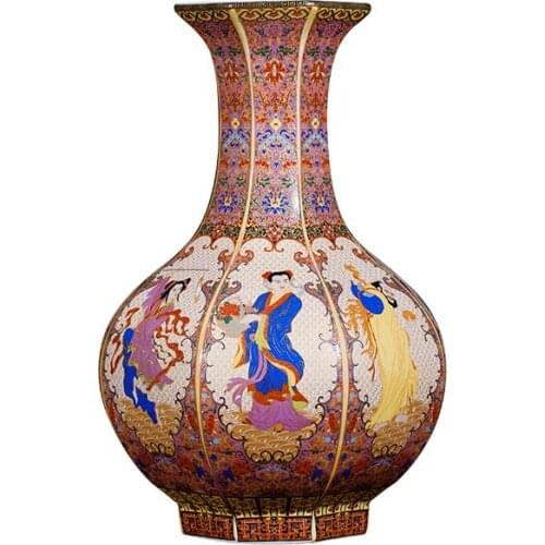 Jingdezhen Ceramic Vase Decoration Ancient Enamel Colored Pastel Porcelain The Eight Immortals crossing the sea Home Decoration