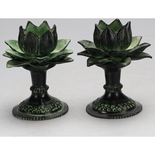 Classical bronze ware zinc alloy lotus lamp a pair of ancient lamps lotus Candlestick for Buddha Candlestick decoration
