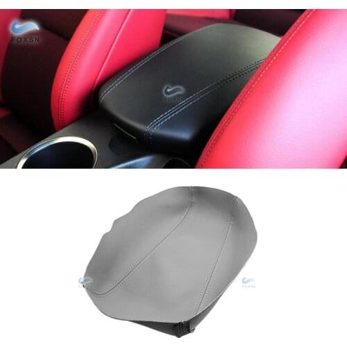 For Hyundai Genesis 2009 2010 2011 2012 2013 2014 Car Microfiber Leather Center Control Lid Armrest Box Cover Sticker Trim Gray