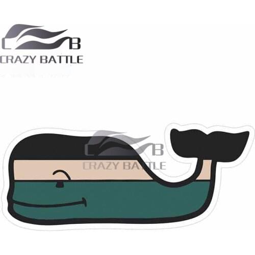Crazy Battle 13 x 5.5cm NAUTICAL STRIPE Whale Car Stickers Trunk Laptop Decal Motorcycle RV Occlusion Scratch Car Styling