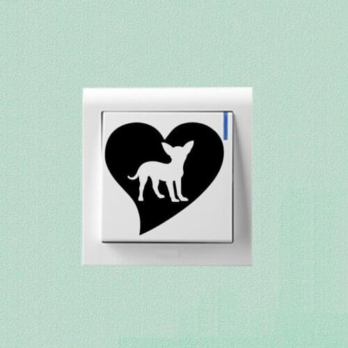 Lovely Pet Chihuahua Love Decorative Switch Stickers Art Wall Decal 2SS0495