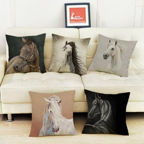 World Horse Breeds Thoroughbred horse Arabian horse Pillow Case 45x45cm Decorative Cushion Cover For Sofa Home Decor