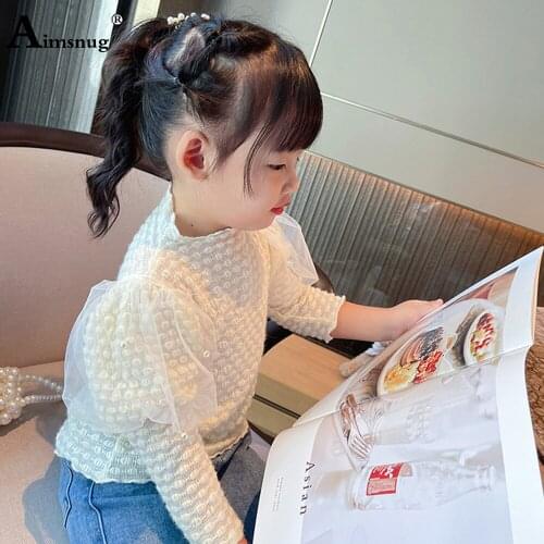 Baby Girls Fashion Dot T-shirt Patchwork Mesh Top Casual Pullovers Children Long Sleeve Autumn Cotton Shirts Kids Clohing 2021