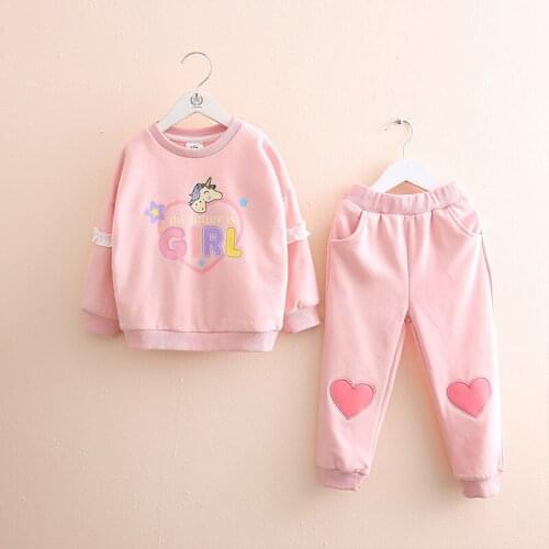 Fashion Baby Girl Clothes New Pink Clothes For Girls Trousers Warm Suit Girls Baby Sweater Top + Pants 2-Piece Set 2-6 Age
