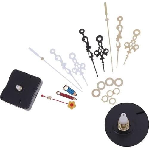 1 Set DIY Quartz Clock Set Silent Large Wall Movement Mechanism Black & Red Hands Repair Tool Parts Kit