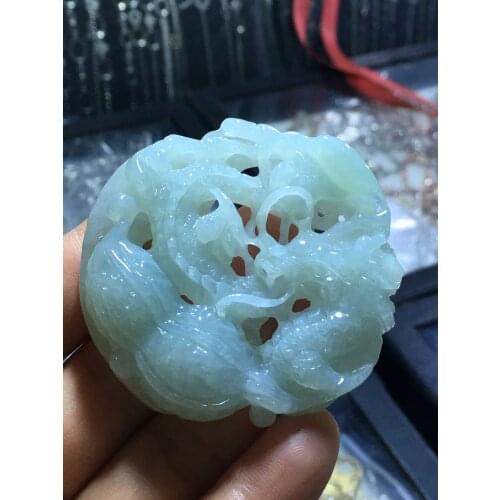 Natural Myanmar jade A HandCarved dragon jadeite jade green jade pendant jade necklace pendants jewelry necklaces