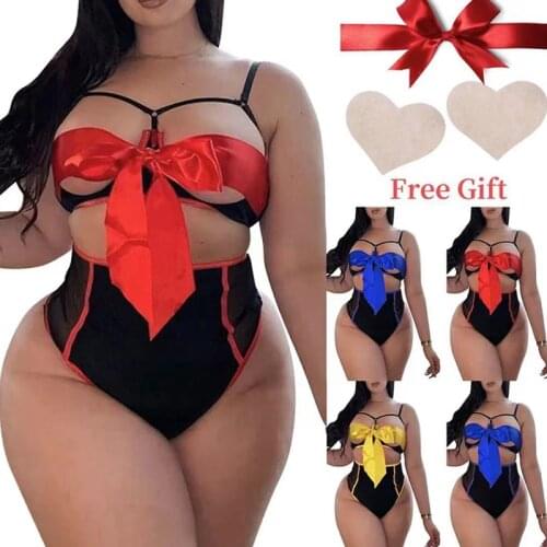 New Erotic Lingerie Bra set Women Sexy Big Yards See-through Lace Underwear Temptation Three Point Suits Lingerie 5XL