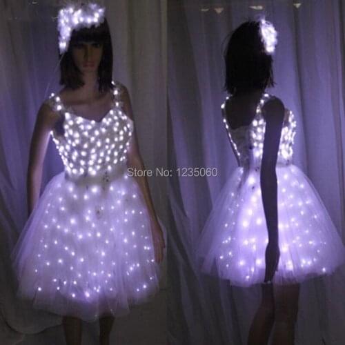 New Arrival Bride Light Up Luminous Clothes LED Costume Ballet Tutu Led Dresses For Dancing Skirts Wedding Party