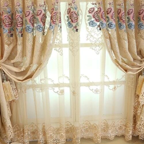 Novel European style Curtains for Window Curtains Styles for Living bed roomElegant Drapes European Curtains Polyester beige